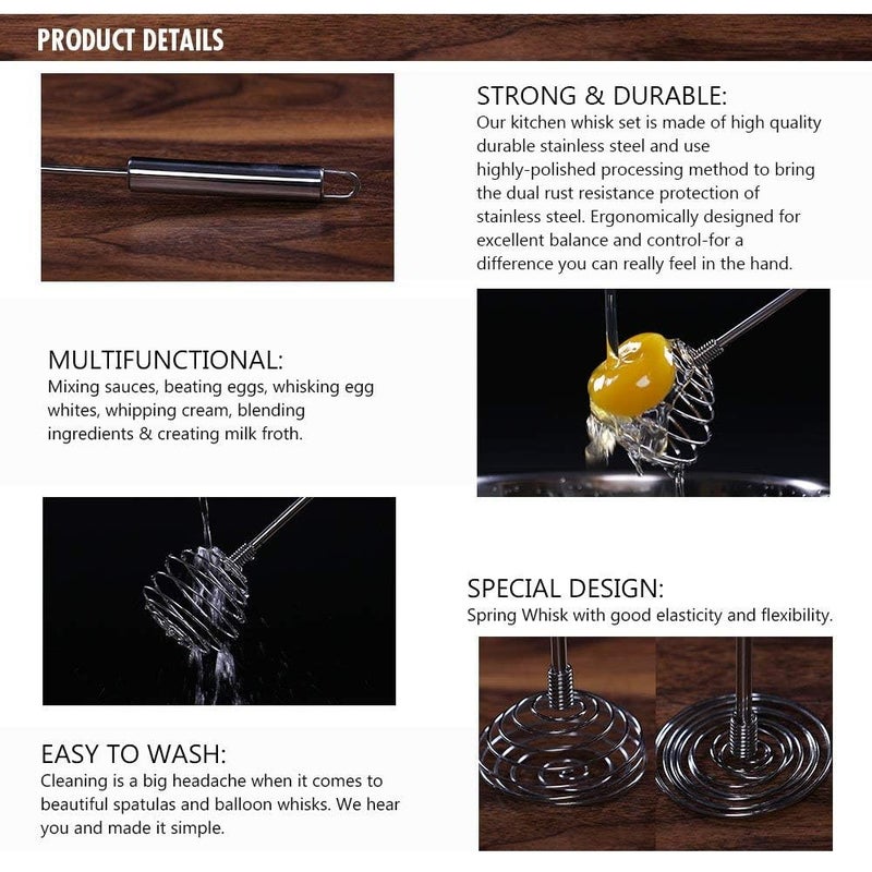 TAFOND Whisk, Stainless Steel Spring Whisk, Balloon Whisk Egg Beater for Blending, Whisking, Beating, or Stirring - Image 4
